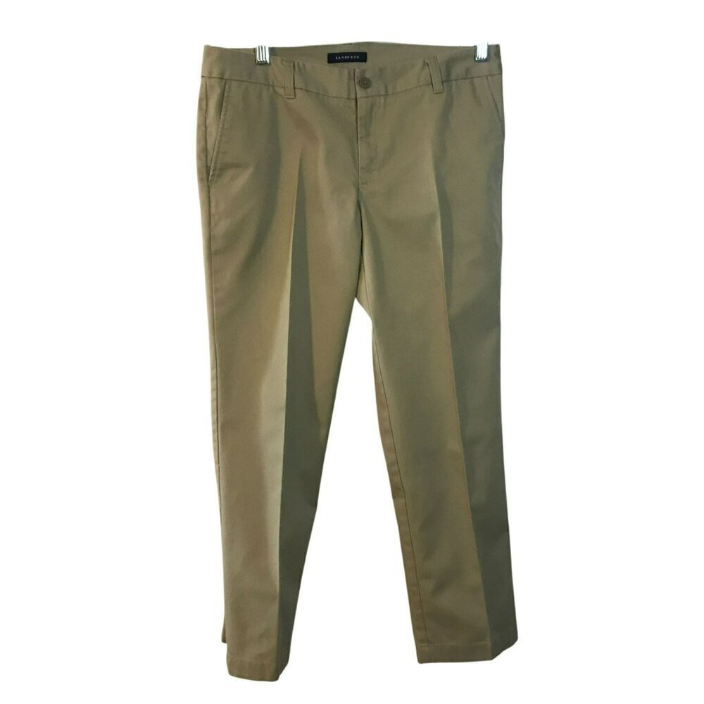 Lands' End Junior Women's Cropped Pants Cotton Khaki Tan Belt Loops Sz 5 Uniform